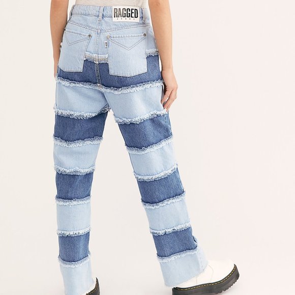 The Ragged Priest x Free People Stripe Panel Dad Jeans - Picture 7 of 12